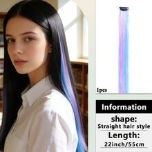 Unicorn Wave Hair Extensions Set (Straight & Wavy) - 1pc/6Pcs 20 Inch Heat Resistant Clip-Ins, Colorful Bohemian Highlights For Christmas Festival (Pre-Styled) - Multicolor - View 13