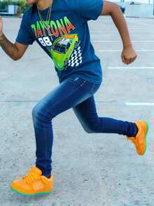 Men's Slim Fit Straight Leg Blue Jeans, Casual Street Style, All Season - Blue - View 4