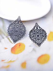 6pcs Filigree Jewelry Charms Brass Light Golden Oval Thin Pendant Connector Diy Jewelry Making Accessories - Filigree - View 10