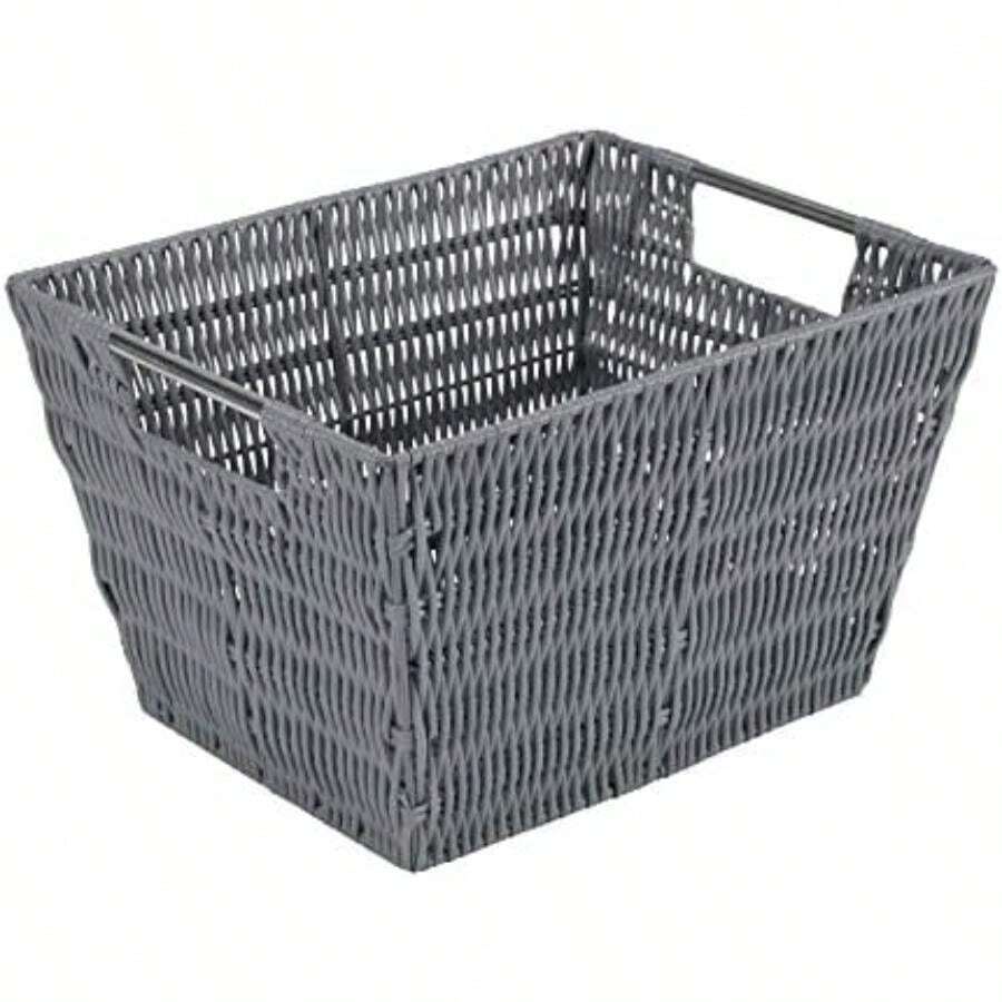 Simplify 38 x 33 x 12,7 cm, Asas Tejidas, guardería, Sala de Juegos, Juguetes, Dormitorio, Armario, Ropa, Oficina, Cesta organizadora Decorativa de ratán, Grande, Color(M Carbón) - Multicolor - Ver 1