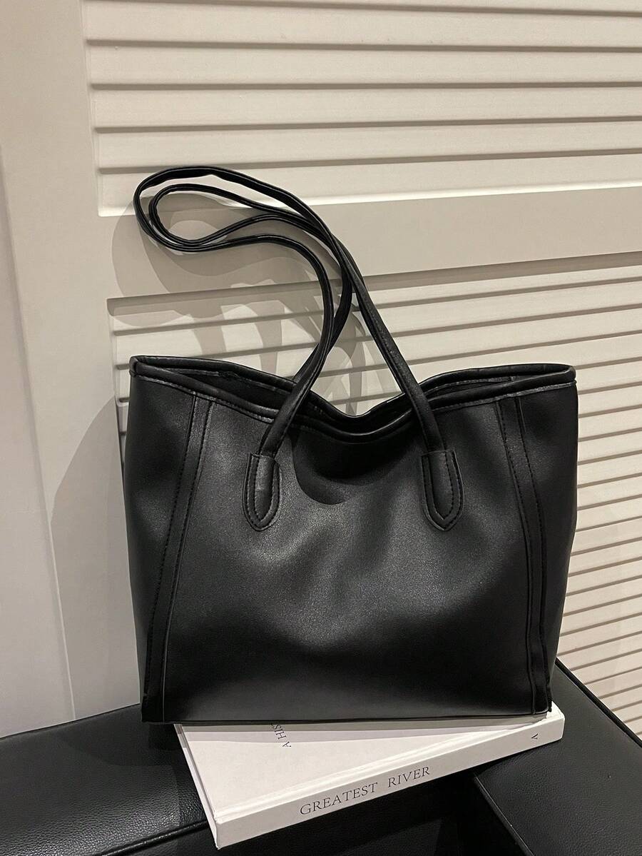 Casual Large Capacity Tote Bag For Women, New Fashion Versatile Shoulder Handbag For Commuting - Black - View 1