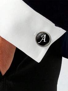 Gemelos de letra individual de la A a la Z de color plateado para hombres, botones de puño de camisa para caballero, regalos de boda