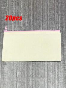 20个空白帆布手提袋，带拉链，多色化妆帆布袋，空白铅笔盒，适合DIY绘画、数码印刷、手工制作 - 便携式化妆包、旅行洗漱包、表达爱意和感激之情的礼物 - 可爱手提包、钱包、零食袋、礼品收纳袋，带拉链，适合DIY绘画和数码印刷 - 米色 - 查看 11