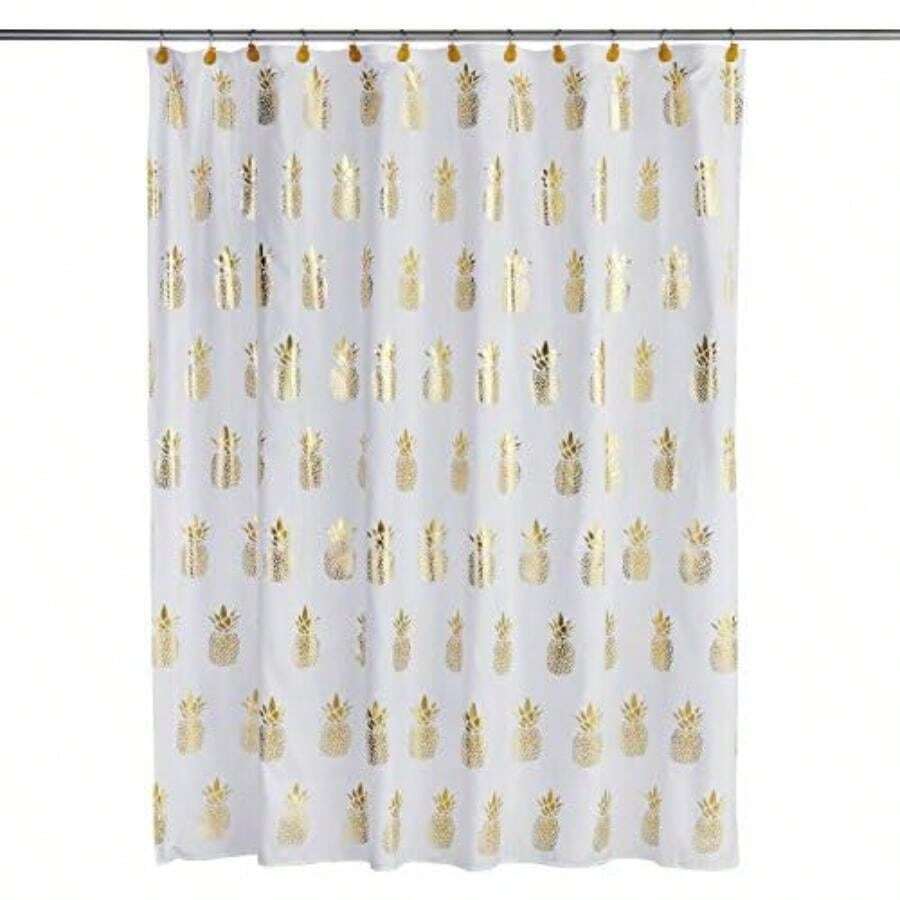 SKL Home by Saturday Knight Ltd. - Toalla de baño de piña Dorada, Color Blanco, Talla S(Cortina de ducha blanca) - Multicolor - Ver 1