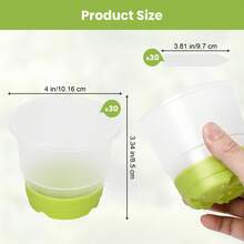 4英寸无盖育苗杯 - 种子萌发托盘，透明育苗盆 - 可重复使用的塑料花盆，底部加固，方便移栽和播种，植物发芽托盘，完美的新年礼物，生日礼物 - 淺綠色 - 查看 2