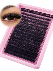 200/224/280支 50D DIY 睫毛嫁接套装，200支单根睫毛，D型卷翘，8-16mm混合睫毛簇，包含睫毛胶水、封层剂和睫毛嫁接工具，轻松在家嫁接睫毛（30D 40D 50D 60D 80D 100D -0.07D-8-16MIX） - 黑色 - 查看 5