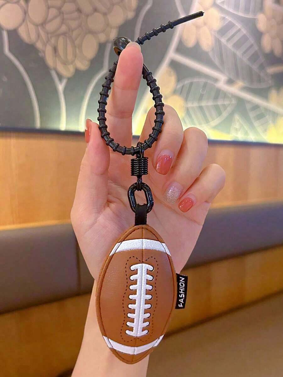 Valentine's Day 1pc Creative Leather Sports Ball Keychain Pendant, Basketball, Football, Rugby, Volleyball, Baseball, Billiard Ball Keychain Decoration, Bag Pendant, Gift For Classmates, Friends, Family, Valentine's Day, Birthday, Party Accessories - 彩色 - 查看 1
