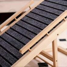 An Adjustable Wooden Pet Ramp For Medium-Sized Dogs - A Portable Folding Dog Staircase With Non-Slip Polyester Striped Surface, Designed For Bed And Car Access, Featuring Two Height Settings And Anti-Skid Slope - Pet Supplies. - Dark Grey - View 5