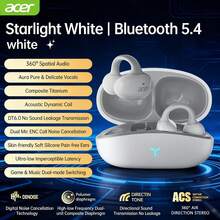 Acer OHR206 Open-Back Clip-On Bluetooth Headphones: Quick Bluetooth Pairing For Instant Use; Lightweight Design For Easy Portability; Comfortable For Extended Wear; Suitable For Various Scenarios Including Sports, Commuting, And Daily Use; Compatible With Multiple Phone Brands; White. - White - View 1