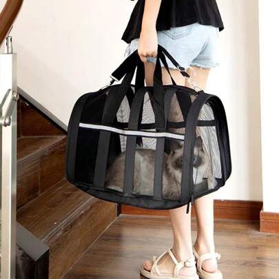 Black Pet Sling Bag - Breathable Portable Shoulder Bag, Suitable For Cats & Dogs, Lightweight & Foldable, Shoulder/Handheld 2-In-1, Breathable Design, Durable, Suitable For Daily Walks, Vet Visits, Travel & Weekend Getaways. Comfortable Pet Carrier Bag, Fit For Medium & Small Cats & Dogs. Multifunctional Pet Shoulder Bag With Adjustable Strap And Reinforced Handle For Easy Carrying.