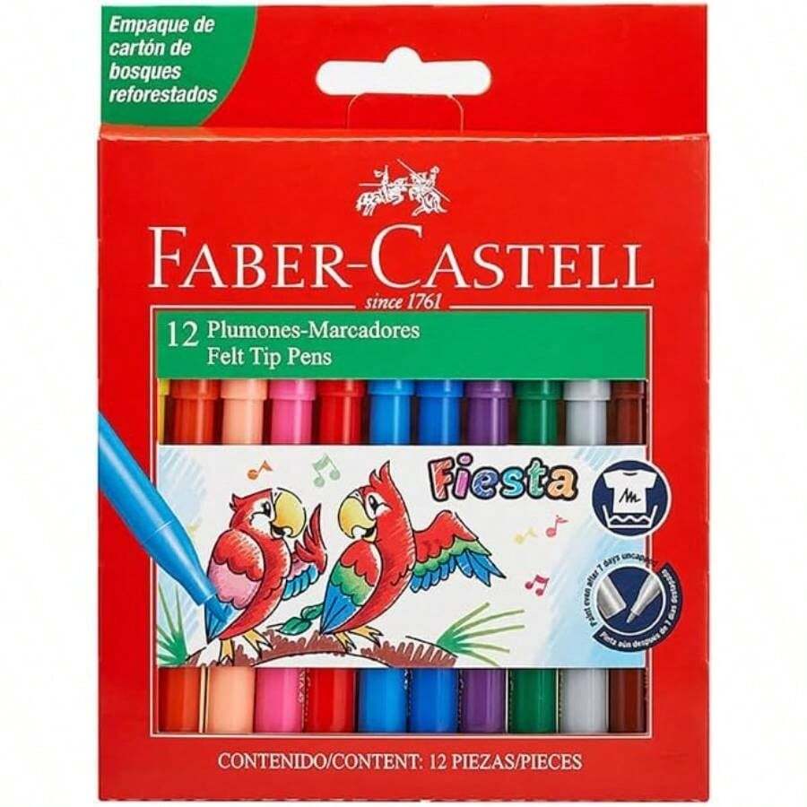 Marcadores con 12 Plumones de Diferentes Colores, presentados en un prctico estuche de cartn, para mantener los plumones organizados y transportarlos fcilmente - Multicolor - Ver 1