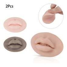 2 Pcs 5D Soft Silicone Realistic Lips Practice Module For Semi Permanent Make Up - Silicone Microblading Practice Fake Skin Lips - Lips Tattoo - Tattoo Practice Lips - Multicolor - View 11