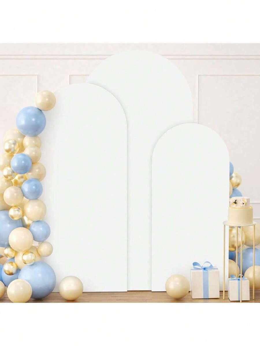 6ft/6.6ft/7.2ft Arched Backdrop, Wedding Arch, Arch Cover, Arched Backdrop, Arched Backdrop Cloth, Suitable For Wedding And Gender Reveal Party Supplies, Balloon Arch, Arched Backdrop Frame, Baby Party Supplies, Wedding Banner, Birthday Arch Decoration (Arched Frame Sold Separately). - 白色 - 查看 1