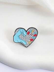 Medical Heart Blood Collection Tube Enamel Brooch Blue Glove Nurse Lab Tech Metal Pin Bag Decor Accessory - Multicolor - View 5