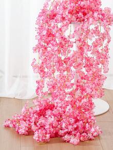 1/2/5件装 6.9英尺人造丝樱花花环，适用于婚礼派对背景、房间墙面装饰、日式室内/室外装饰、生日礼物、婚礼、情人节、母亲节、春季装饰、派对和节日装饰、波西米亚风格 - 深粉紅色 - 查看 5
