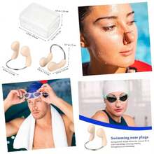 Clip de Nariz de natacin Pinza para Levantar la Nariz tapn Nasal para Nadar Clip Nasal para natacin Repuesto para Clip Nasal Tapones nasales Adultos para Nadar - 2,50 x 2,00 x 1,00 cm x 2 piezas + beige x 2 piezas - Ver 1