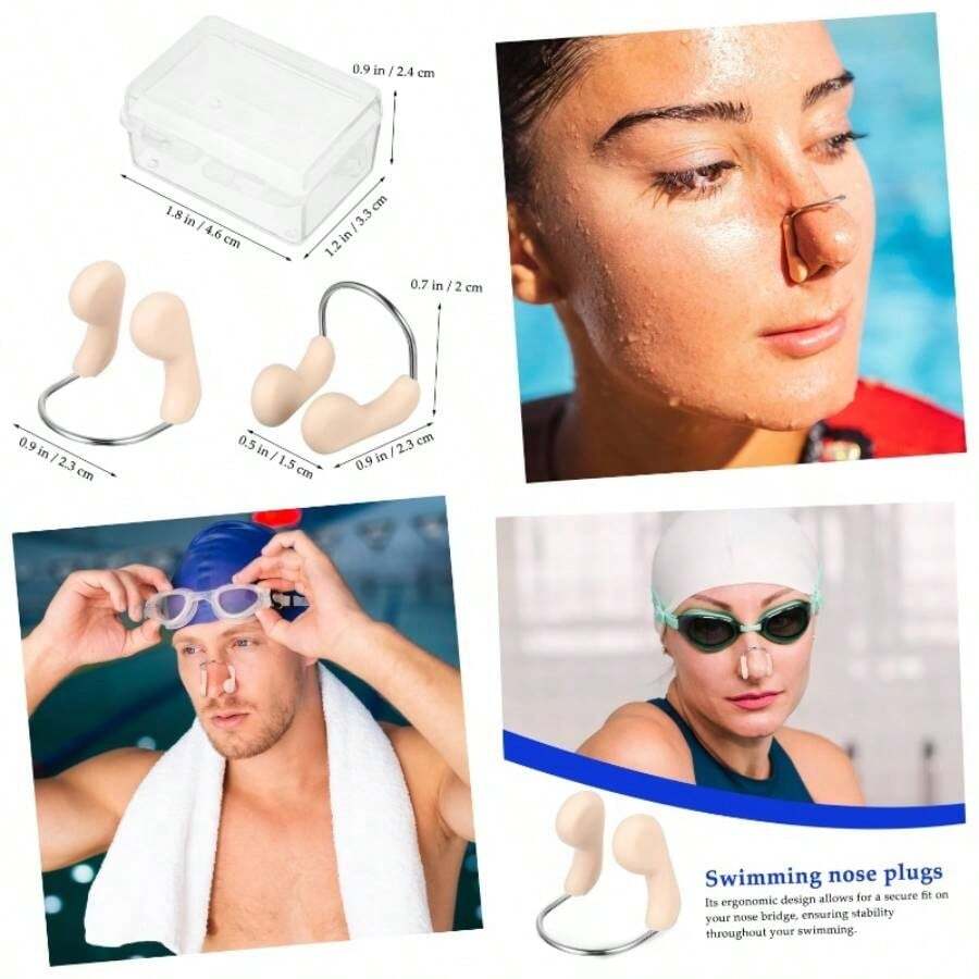 Clip de Nariz de natacin Pinza para Levantar la Nariz tapn Nasal para Nadar Clip Nasal para natacin Repuesto para Clip Nasal Tapones nasales Adultos para Nadar - 2,50 x 2,00 x 1,00 cm x 2 piezas + beige x 2 piezas - Ver 1