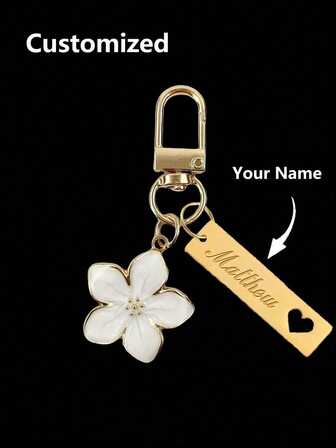 1pc Customized Metal Sakura Flower Keychain, Lightweight And Graceful Sakura Design With Tag Accessory, Suitable For Bag, Car Keys, Couple & Holiday Gifts,Delicate Romance,Warm Ambience, Autumn Home Refresh, Home Harmony,Chic Design