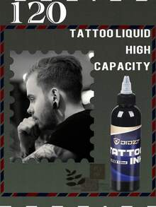 120ml High Quality Black Tattoo Ink, Deep Black Color, Long-Lasting, Rich Pigment, Suitable For Outlining And Shading, Ideal Choice For Professional Tattoo Artists, Professional Body Art Supplies