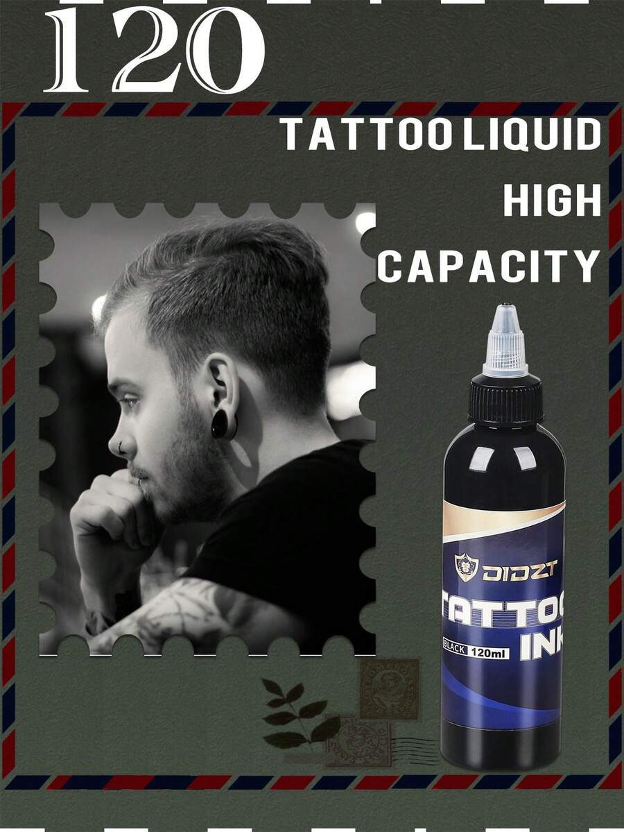 120ml High Quality Black Tattoo Ink, Deep Black Color, Long-Lasting, Rich Pigment, Suitable For Outlining And Shading, Ideal Choice For Professional Tattoo Artists, Professional Body Art Supplies