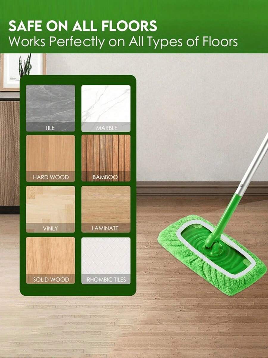 3/4/6/8 Mop Replacement Pad, Available In Multiple Colors, Supports Both Dry And Wet Use, Suitable For Cleaning Indoor Floors And Daily Household Cleaning, A Must-Have For Families - 綠色 - 查看 1