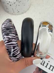 Bộ 1/3 chiếc vòng tay nhựa họa tiết da báo hình vòng cung hình học phong cách Bohemian, sang trọng, thích hợp cho nữ, dự tiệc, cặp đôi, đám cưới, ngày lễ, quà tặng quyến rũ (Một vài vết bẩn nhỏ và sự khác biệt về màu sắc trên nhựa là điều bình thường) - vòng đeo tay - Xem 4