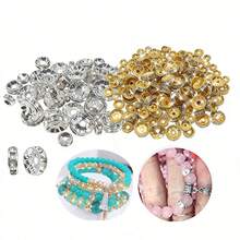 100pcs 6mm/8mm Spacer Beads, Handmade Crafts, Silver & Gold Compass Beads Bulk Supply, Shiny Crystal Rhinestone Spacer Beads, For Necklace, Bracelet, Earring Jewelry Making And Pen DIY - Multicolor - View 8