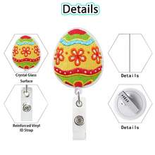 1pc Easter Expandable Fabric Felt Rabbit Egg With Retractable Snap Hook, Rotatable Easy Pull, With Medical Badge Clip