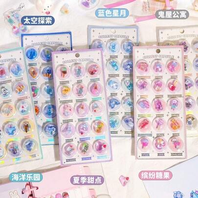 3D Capsule Creative Image Collection Embossed Crystal 3D Stickers, Educational Reward Stickers For Kids, Decorative Stickers For Phones, Cameras