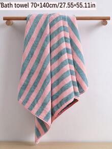 3/1pc Coral Fleece Absorbent Striped Bath Towel/Washcloth, Soft Quick-Dry Face Towel, Beach Towel, Super Absorbent Microfiber Suitable For Bathroom, Hotel, Gym, Travel, Gift, Salon, Sports, Outdoor, Beach, School, Back To School, Travel Accessories, Home Essentials, Towel, Skin Care
