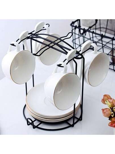 1 pieza Soporte colgante para taza de café, estante de almacenamiento, estante de taza de hierro para mostrador de cocina, soporte de exhibición de acero