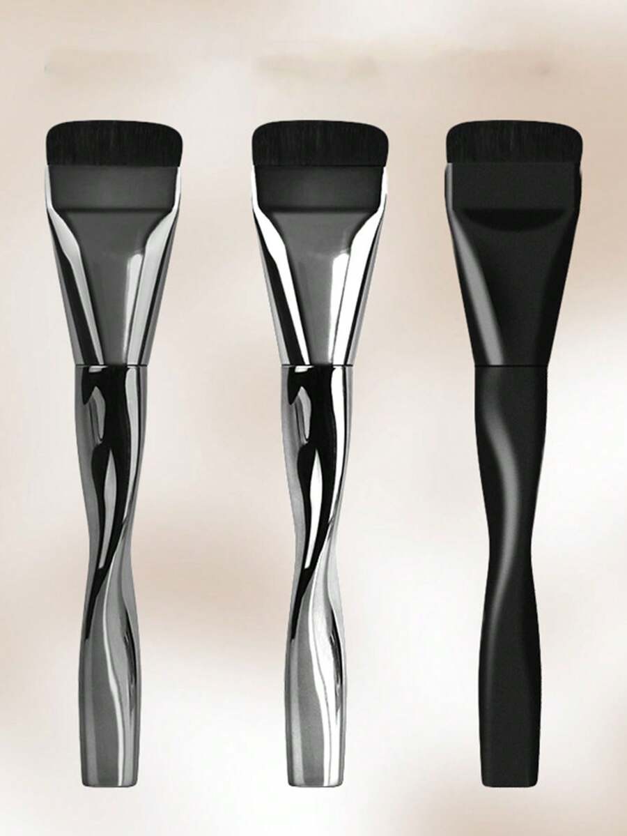 1pc Straight Flat Head Foundation Brush Soft Fiber Bristles Non-Deformable Makeup Tool - Multicolor - View 1