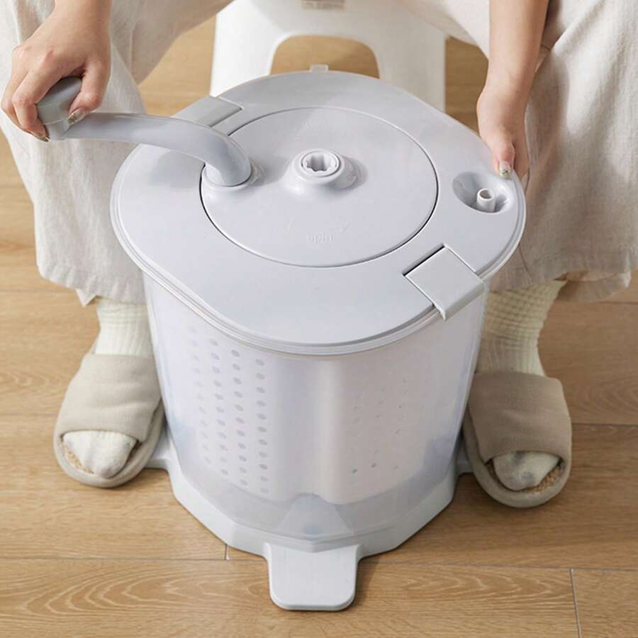 Mini Apartment-Size Hand Crank Washing Machine, All-In-One Washer & Spinner For Dorm, RV & Tiny Home – Ideal For Student Life & Minimalist Living - trắng - Xem 1