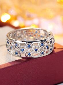 1 chiếc nhẫn tròn rỗng, kiểu dáng tối giản, đa năng, đính đá Cubic Zirconia. - nhẫn - Xem 3