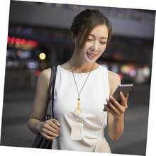 profesor bohemio carpeta de cartas coleccionables manos cordn clave auto card holder id holder porta credencial transparente titular de la tarjeta de oficina gel de slice - como se muestra1 - Ver 5