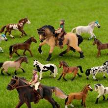 逼真野生动物模型套装，包括马、白马、赛马、骑师、马术、名马模型，适用于农场娃娃屋、微缩景观装饰 - 馬 - 查看 1