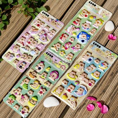 1pc מדבקה עבה עם קצף ודוגמאות דוב חמודות, קישוט סטריאו תלת-ממדי עם בועות גבוהות ליומן ולכיסוי טלפון