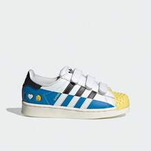 Zapatos deportivos con puntera de concha Adidas X Lego para niños, zapatillas con velcro para niños, puntera de concha texturizada, contraste de color azul y amarillo, zapatos deportivos casuales duraderos y antideslizantes - Blanco - Ver 1