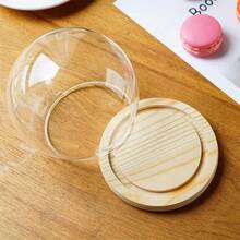 1pc Transparent Glass Dome Display Case With Wooden Base, For DIY Preserved Flowers, Snow Globes, Plant Crafts, Memorabilia
