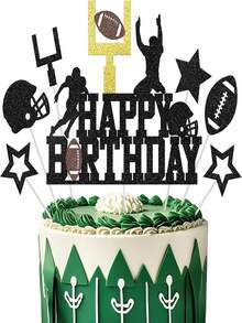 Decoración de enchufe para tarta de cumpleaños, decoración de enchufe de rugby, decoración de tarta para fiesta de cumpleaños - Multicolor - Ver 6