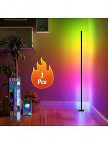 AMILL 2pcs Smart RGB LED Corner Floor Lamp, RGB Tube Light Bar With Stand, USB Powered , App Control, Color Changing Ambient Lighting For Living Rooms, Bedrooms, Gaming Rooms, Christmas Decor, And Game Room - Multi-color light - View 12