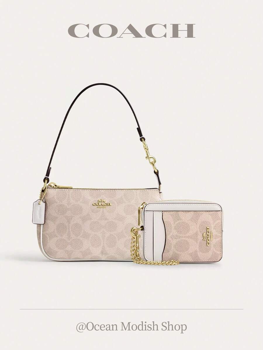 Nolita 19 Shoulder Bag Women Underarm Bag Ladies Cute Purses And Bags Women Coach Bags Set Shoulder Bag In Blocked Signature Canvas,2026 Valentine's Day Gifts,Gift For Her - Pink Set 5 - 查看 1