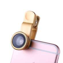 Universal Clip-On 3-In-1 Phone Camera Lens Kit – Wide Angle + 180° Fisheye + Macro Lenses For IPhone & Android – Portable Smartphone Lens Set For Travel, Selfies & Close-Up Pics - Gold - View 1