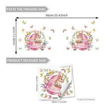 2pcs Removable Cute Rabbit Swinging On Floral Egg Static Cling Window Stickers, Suitable For Easter Decoration In Living Room, Bedroom, Balcony, And Storefront - Multicolor - View 11