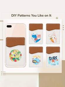 1pc Customized PU Leather Adhesive Card Holder - Phone Back Pocket, Can Store Cards, Large Capacity Leather Card Case, Can Print Logo, Phone Card Holder