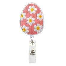 1pc Easter Expandable Fabric Felt Rabbit Egg With Retractable Snap Hook, Rotatable Easy Pull, With Medical Badge Clip