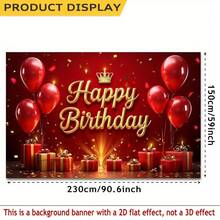 2D Flat Banner 1pc Birthday Party Banner Decoration - Golden Letters "Happy Birthday" With Red Balloons And Gifts, Power-Free, Suitable For Indoor/Outdoor Parties, Anniversaries, Photo Backdrops - Durable Polyester Fabric With Multiple Sizes Available (Dual-Use For Tabletop And Wall Hanging), Easy To Create A Festive Atmosphere, 2D Flat Design - 1 PCS (1 Piece) - View 4