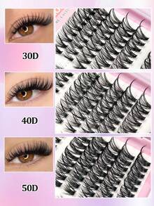 Asiteo 530 piezas de pestañas individuales con rizo D, surtido de 30D/40D/50D/60D/80D/100D, maquillaje de ojos de gato natural, pestañas postizas gruesas y esponjosas, kit de extensión de pestañas para uso diario, reutilizable, adecuado para vacaciones, viajes, también un regalo de Navidad y favor de fiesta ideal - Multicolor - Ver 4