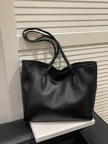 Casual Large Capacity Tote Bag For Women, New Fashion Versatile Shoulder Handbag For Commuting - Black - View 9