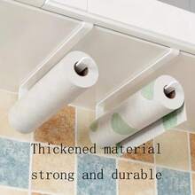 无需钻孔的厨房纸巾架，橱柜下安装式卷纸架，纸巾、吸油纸和保鲜膜的收纳架。 - 彩色 - 查看 7